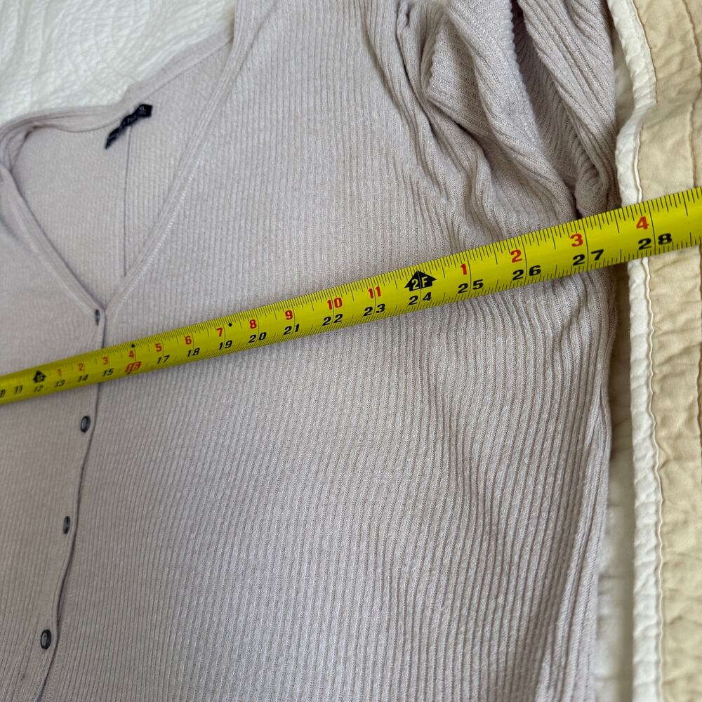 Abercrombie & Fitch Ribbed V-Neck Cardigan Sweater XL Oatmeal Heather Oversized - Picture 8 of 10